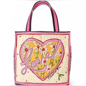 Brighton Pink and Yellow 'Love' Heart Floral Tote
